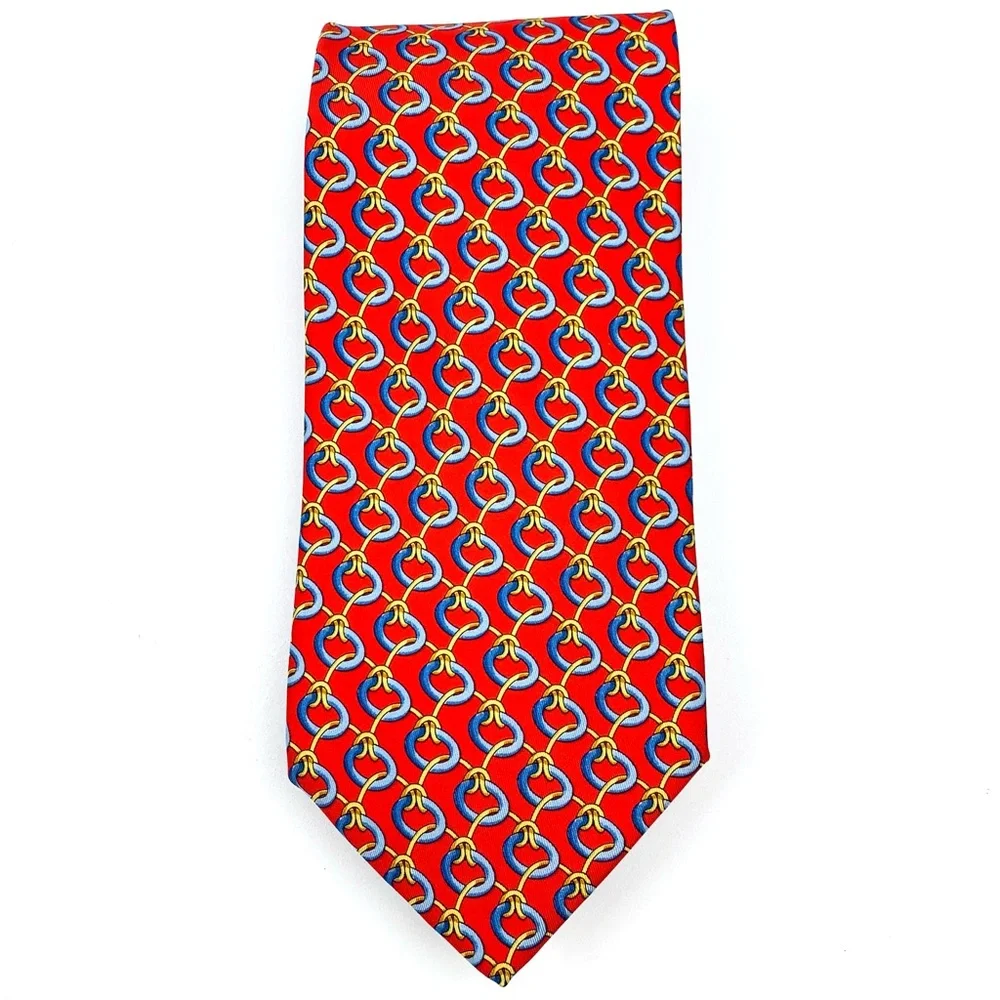 Gucci Tie Printed Silk Knotted Pattern Red Regular Width Neck Tie EUC One Size